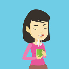 Image showing Woman enjoying cup of coffee vector illustration