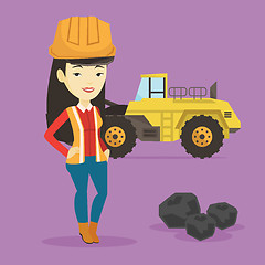 Image showing Miner with a big excavator on background.