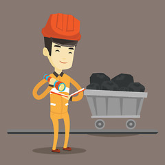 Image showing Miner checking documents vector illustration.