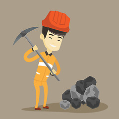 Image showing Miner working with pickaxe vector illustration.