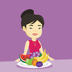 Image showing Woman with fresh fruits vector illustration.