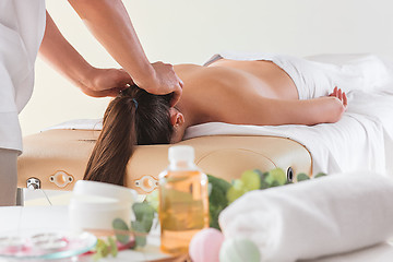 Image showing The picture of beautiful woman in massage salon