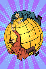 Image showing Politicians on the globe help each other