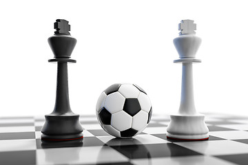 Image showing a soccer ball on a chess board