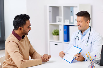 Image showing happy doctor and male patient meeting at hospital