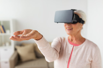 Image showing old woman in virtual reality headset or 3d glasses