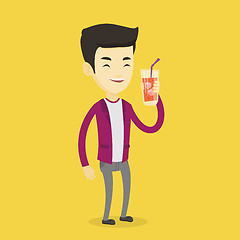 Image showing Man drinking cocktail vector illustration.