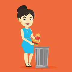 Image showing Woman throwing junk food vector illustration.