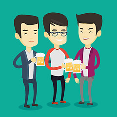 Image showing Group of friends enjoying beer at pub.