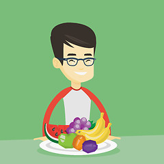 Image showing Man with fresh fruits vector illustration.