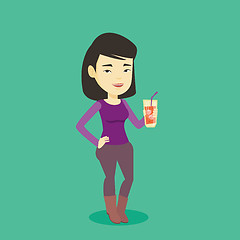 Image showing Woman drinking cocktail vector illustration.