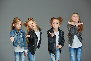 Image showing Young girl posing at studio