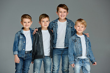 Image showing Young boys posing at studio