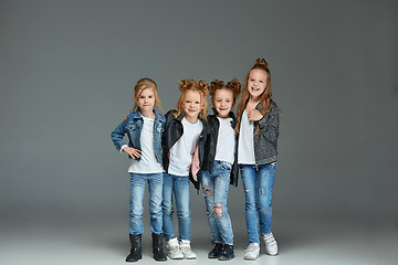 Image showing Young girl posing at studio