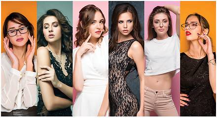Image showing Fashion collage of images of beautiful young women. Sensual girls