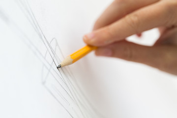 Image showing artist with pencil drawing picture at art studio