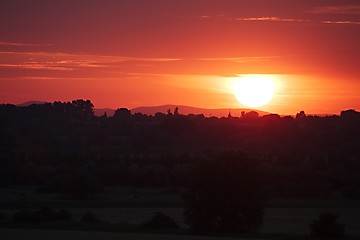 Image showing Sunset Hilly Landscape