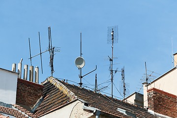 Image showing Antennas on a roof