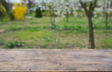 Image showing Empty wooden deck table