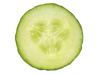 Image showing Cucumber slice on white