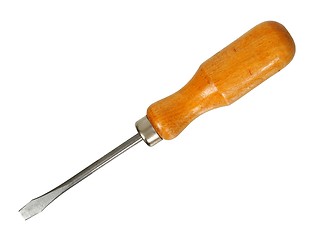 Image showing Wooden screwdriver on white