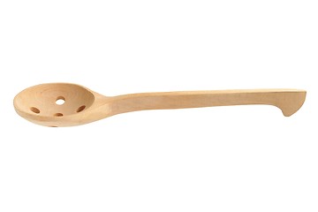 Image showing Wooden colander spoon