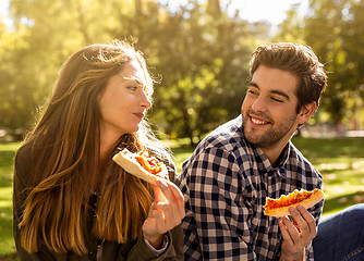 Image showing Pizza and Friends