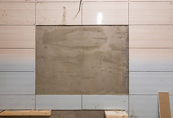 Image showing Repair in the bathroom - in the tile is left a place for the built-in mirror
