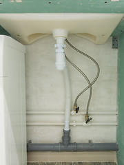 Image showing Flexible connection of cold and hot water and a wash-basin siphon