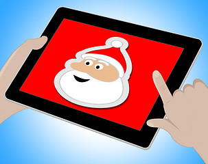 Image showing Santa Online Indicates Merry Christmas And Computing