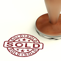 Image showing Sold Stamp Showing Selling Or Purchasing