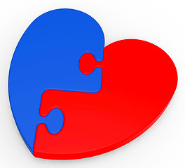 Image showing Two-Colored Heart Puzzle Showing Romance