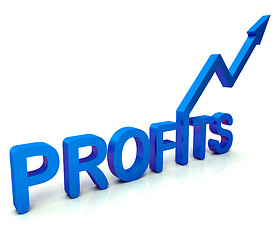 Image showing Blue Profit Word Shows Income Earned 