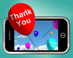 Image showing Thank You Balloons Message As Thanks Sent On Mobile