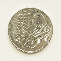 Image showing Vintage Italian lira coin