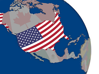 Image showing USA with flag on globe