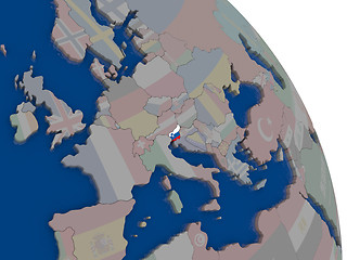 Image showing Slovenia with flag on globe