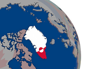 Image showing Greenland with flag on globe