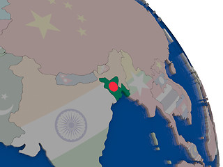 Image showing Bangladesh with flag on globe