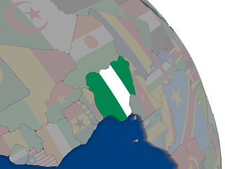 Image showing Nigeria with flag on globe