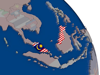 Image showing Malaysia with flag on globe