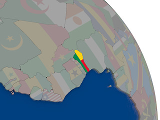 Image showing Benin with flag on globe