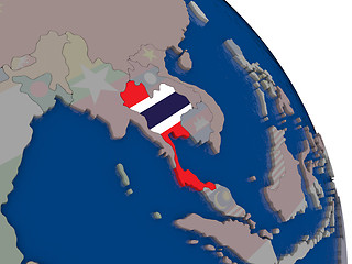 Image showing Thailand with flag on globe