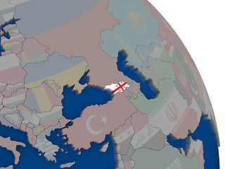 Image showing Georgia with flag on globe