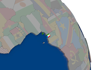 Image showing Equatorial Guinea with flag on globe