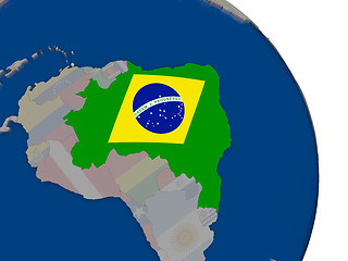 Image showing Brazil with flag on globe