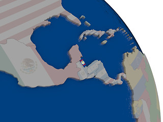 Image showing Belize with flag on globe