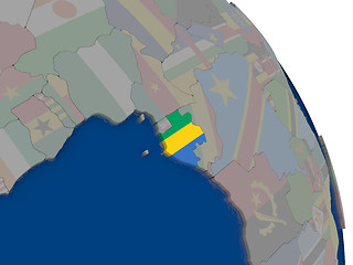 Image showing Gabon with flag on globe