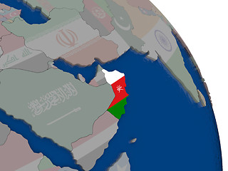 Image showing Oman with flag on globe