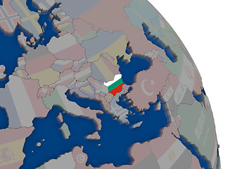 Image showing Bulgaria with flag on globe